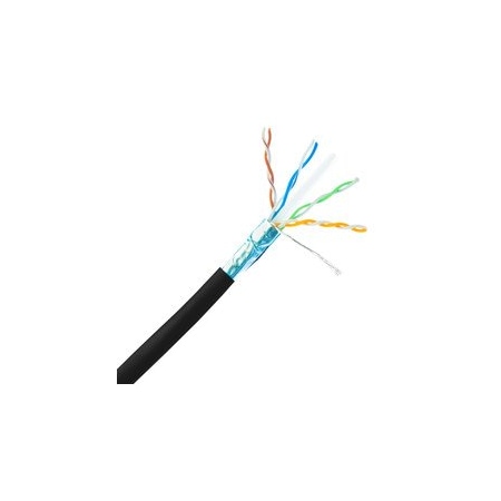 Cable Wholesale Bulk Shielded Cat6a Black Ethernet Cable, 10 Gigabit, Solid, 500 Mhz, 23 AWG, Spool, 1000 foot 13X6-522NH